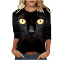 thumbnail image 2 of Hauts Mignons pour Femmes Mode Imprimé de Pâques T-shirt Ample Mi-Longueur Manches 3/4 Blouse Col Rond Hauts Décontractés Grande Taille Hauts pour Femmes en Solde, 2 of 5