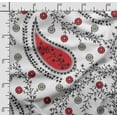 thumbnail image 2 of Soimoi Asian Paisley Printed, Japan Crepe SatinFabric, by The Yard 54 Inch Wide, Decorative Sewing Fabric for Dresses Kimonos Gowns, White, 2 of 5