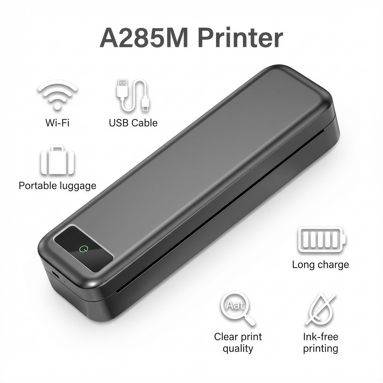 Phomemo Upgraded Portable Printers Wireless for Travel, Bluetooth Inkless Thermal Printer Support 8.5" X 11" US Letter, Mobile Printer for Phone Laptop, with 4 Rolls Paper and a Storage Pouch