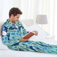 thumbnail image 6 of Fotbe Flying Swallows Pattern Long Sleeve Pajama Set for Men,Sleepwear Set,2-piece Loungewear Set,Soft PJs Comfy Nightwear with Pockets-Medium, 6 of 7
