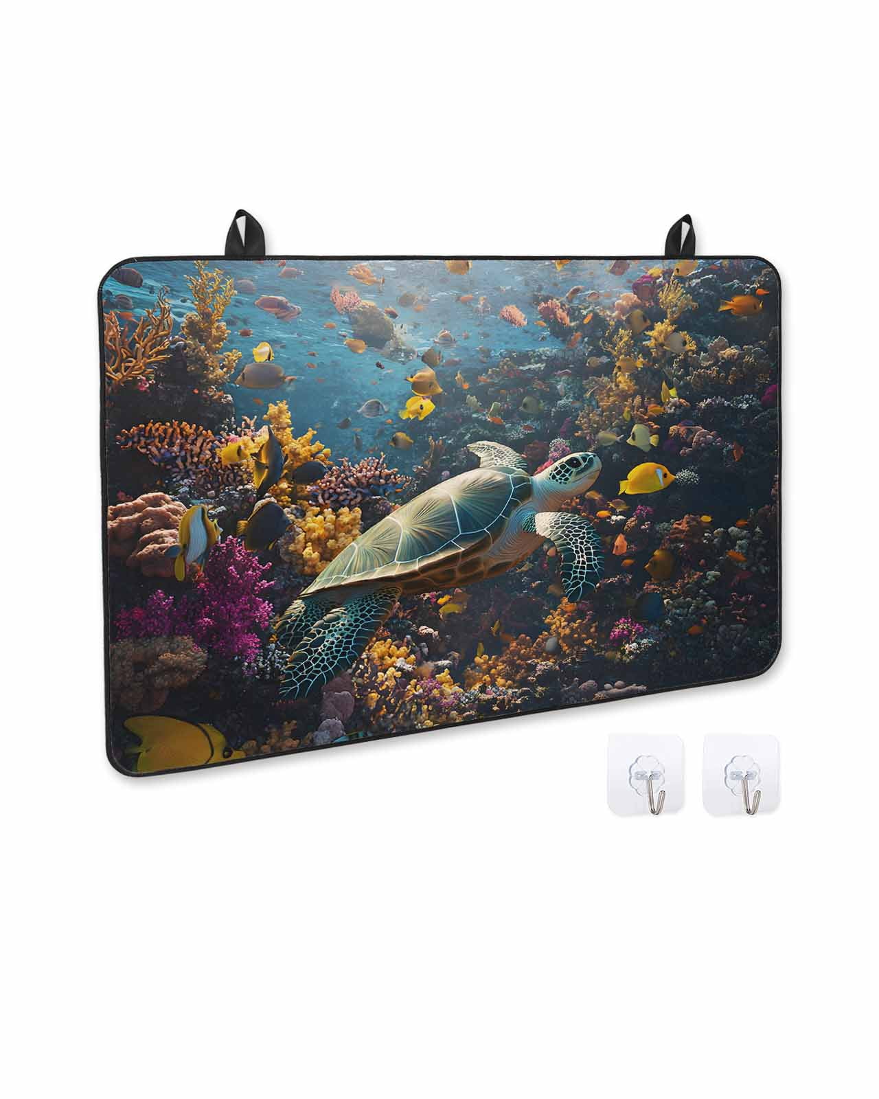 nqOlkjepod Large Induction Cooktop Protector Mat 36"x21", Turtle Stove Top Covers for Electric Stove, Ocean Coral Sea Fish Modern Summer Animal Stove Burner Cover Mats, Glass Top Stove Cover