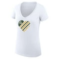 thumbnail image 2 of Women's G-III 4Her by Carl Banks White Green Bay Packers Heart Graphic V-Neck Fitted T-Shirt, 2 of 5