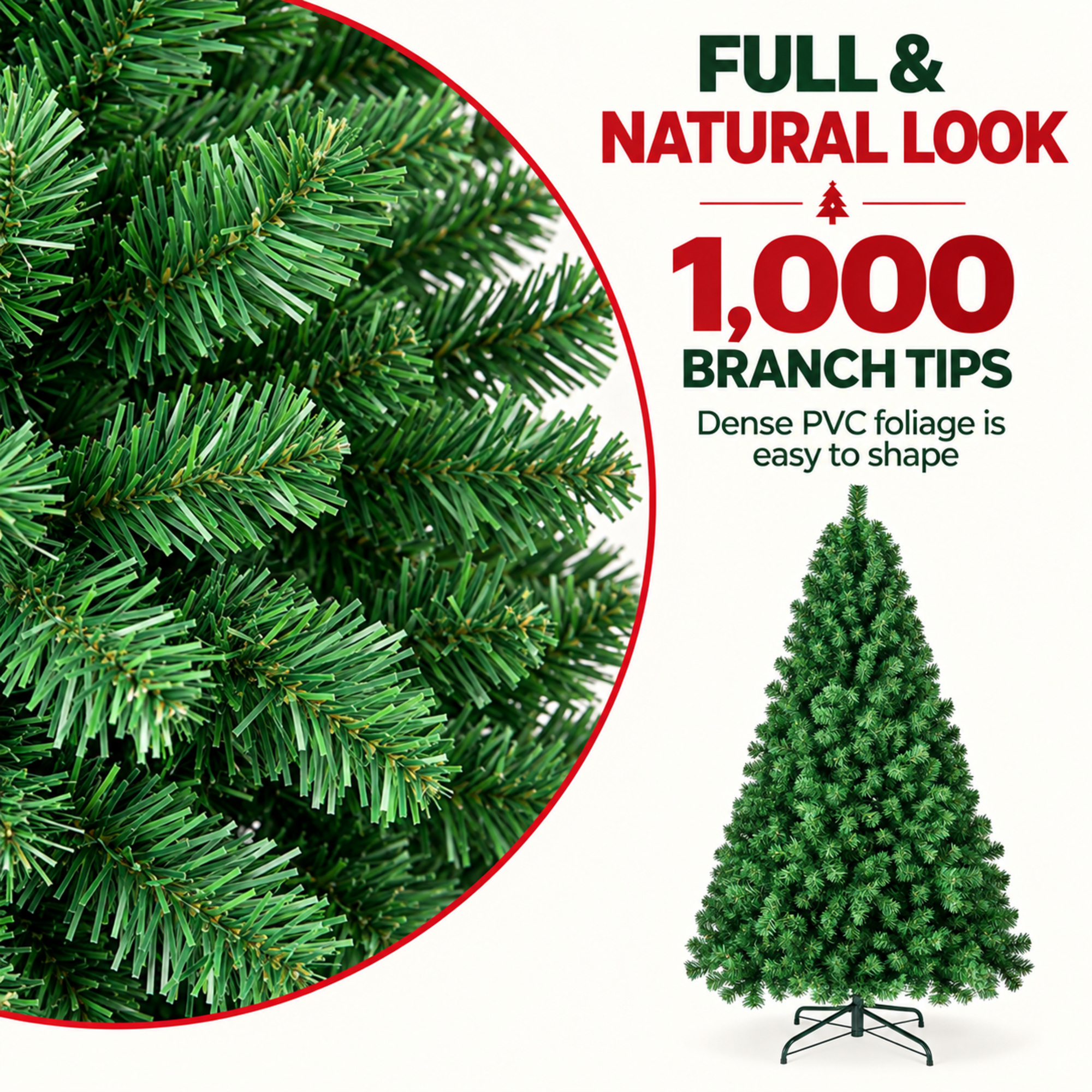 Vebreda 6' Artificial Hinged Christmas Tree, 1,000 Branch Tips, Green photo 6