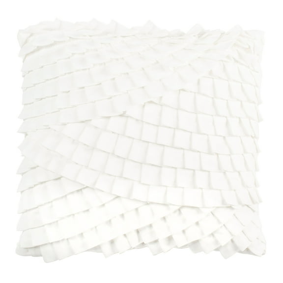 SAFAVIEH Teagen 18" x 18" Solid Checkered Plush Pillow, White