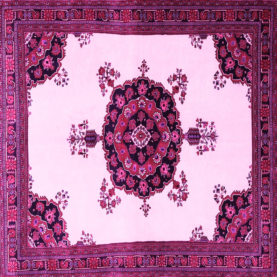 Ahgly Company Indoor Square Medallion Pink Traditional Area Rugs, 6 ...