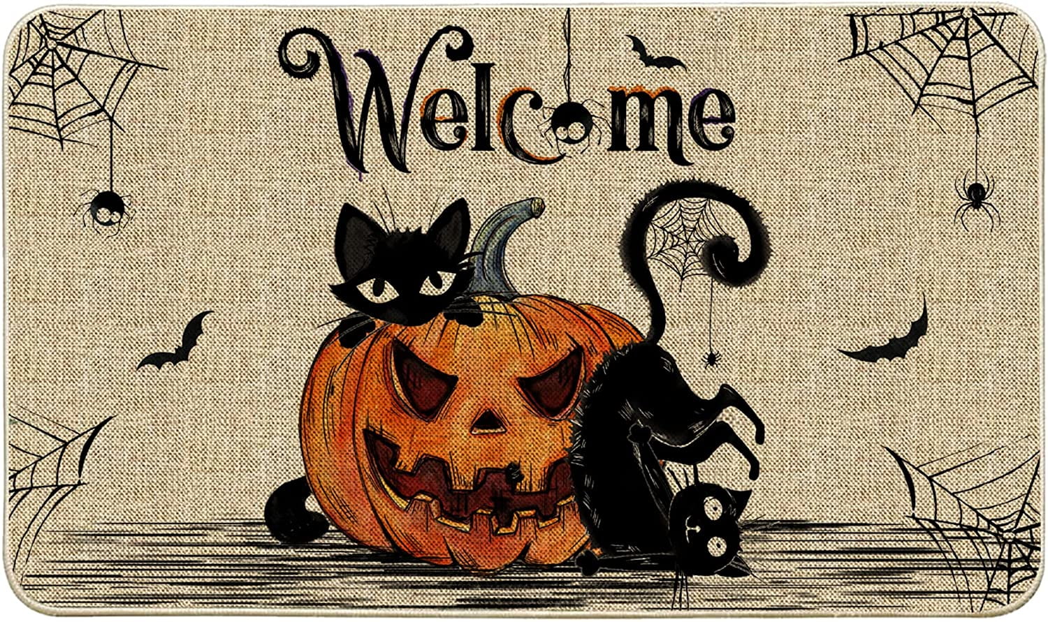 Halloween Door Mats 17x30 Inch, Mats Outdoor, Halloween Cat