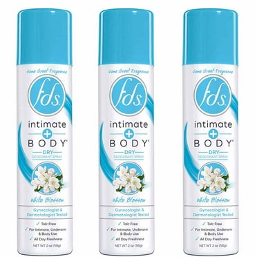 (3 Pack) FDS Intimate Deodorant Spray All Day Freshness, White Blossom - 2 oz Bottle
