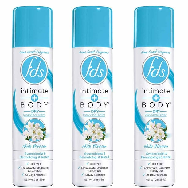 (3 Pack) FDS Intimate Deodorant Spray All Day Freshness, White Blossom