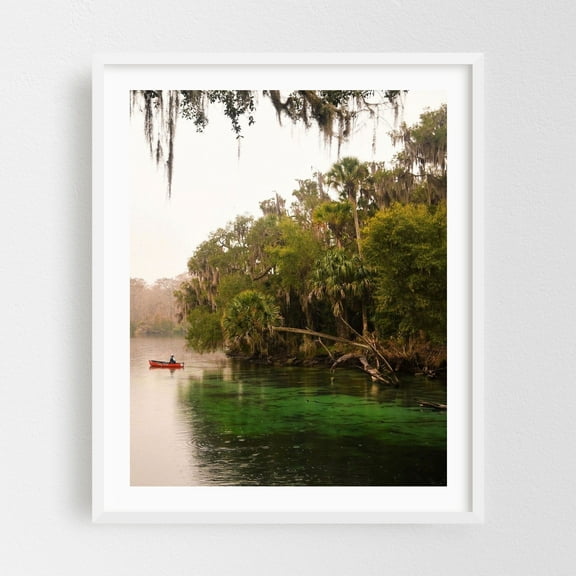 Florida Springs Still Life - Florida Photography Nature Boat Wilderness Tropical Scenic Water Forest White Framed Wall Art Print 8 x 10 inches