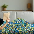 thumbnail image 3 of Yellow and Blue Soft Flannel Fleece Throw Blanket, Grid Style Circular Shapes on Off White Background Retro Revival Motifs, Cozy Plush for Indoor and Outdoor Use, 50" x 60", Multicolor, by Ambesonne, 3 of 5