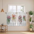 thumbnail image 2 of Pink Spring Floral Kitchen Curtain for Berdoom Living Room Cafe 54 Inch Length, Wooden Elegant Farmhouse Botanical Tiers Curtains Light Filtering Drapes Rod Pocket Window Treatment 2 Panels 52"Wx54"L, 2 of 8