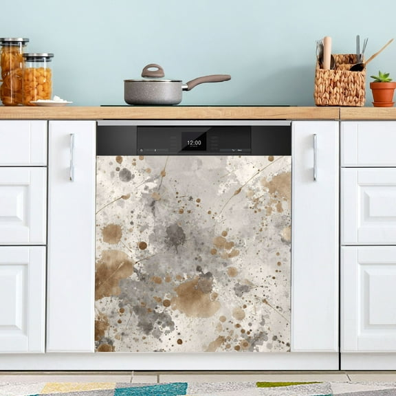 23x26 Inch Magnetic Appliance Cover Dishwasher Sticker Home Decorative Art Kitchen Panel Decal Trimmable Brown Paint Splatters Pattern