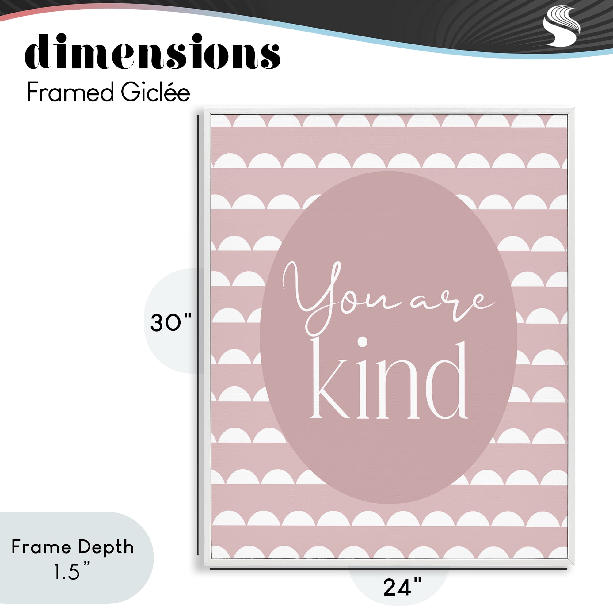 Stupell Industries You Are Kind Blush Pink White Framed Giclee Art, design by Christine Simpson Art