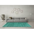 thumbnail image 3 of Ahgly Company Machine Washable Indoor Rectangle Abstract Turquoise Blue Modern Area Rugs, 2' x 5', 3 of 4