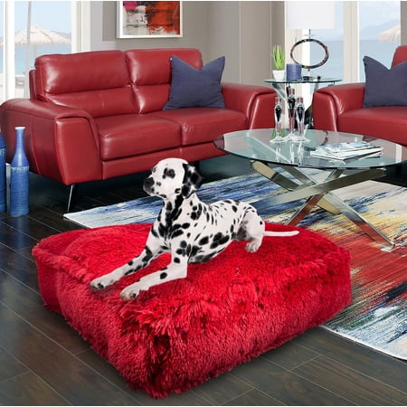 Bessie and Barnie Lipstick Luxury Extra Plush Faux Fur Rectangle Pet/Dog Bed