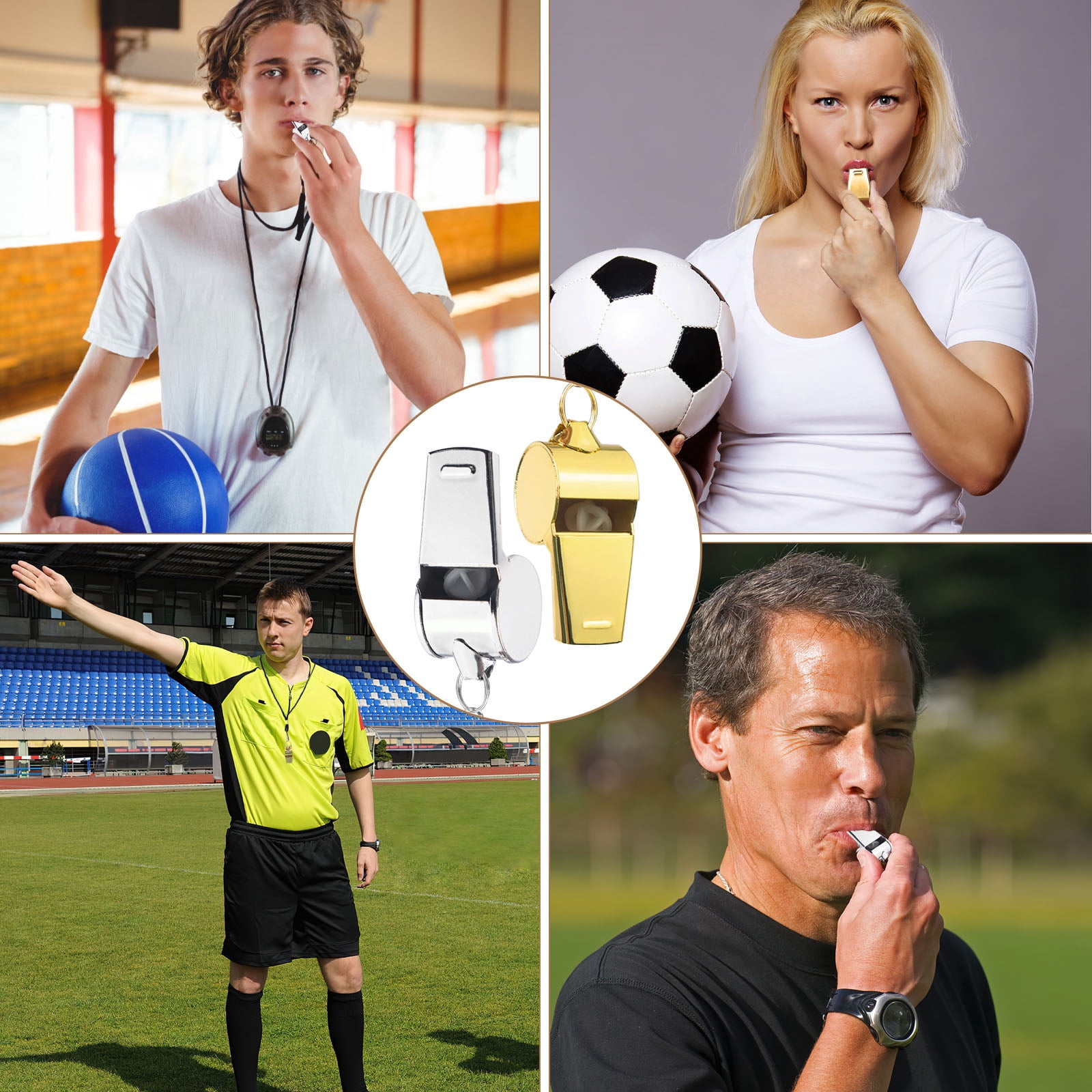 8 Pack Whistles, Stainless Steel Coach Whistles for Adults, Loud Whistle, Sports Whistle with Lanyard, Metal Whistle Emergency for Polices Adults Teachers Students Outdoor Sports