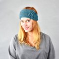 thumbnail image 3 of Ljudmp Women's Cable Knitted Turban Headband Flower Ear Warmer Head Wrap Hair Band With Button Blue, 3 of 4
