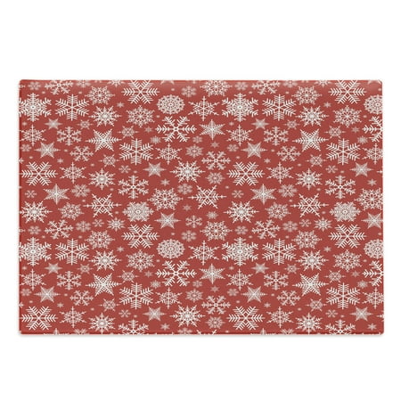 

Holiday Cutting Board Various Different Snowflakes with Rich Details Christmas Season in Wintertime Decorative Tempered Glass Cutting and Serving Board Large Size White Red by Ambesonne
