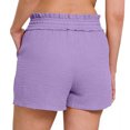 thumbnail image 5 of QATAINLAV Womens Casual Shorts Fashion High Waisted Pleated Gauze Summer Shorts Cute Comfy Beach Shorts with Pockets with Pockets Lounge Wear Purple M Gifts for Girls, 5 of 8