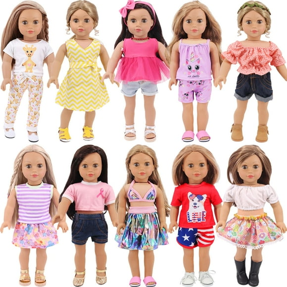 Set de ropa para muñecas K.T. Fancy American Doll de 18 pulgadas, 10 juegos
