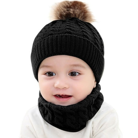

2Pcs Toddler Baby Girls Boys Winter Warm Knitted Beanie Cap+Scarf Keep Warm Set
