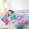 thumbnail image 4 of Feelyou Sea Mermaid Princess Twin Comforter Sets, Blue Pink Fish Scale Bedding Set, 2pcs, 4 of 8