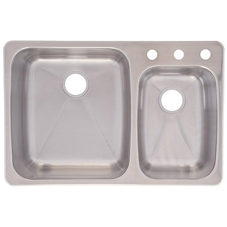 Franke USA C2233R/9 Dualmount Double Bowl Kitchen Sink, Stainless