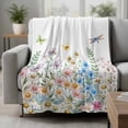 thumbnail image 2 of Wildflowers Blanket Soft Cozy Warm Twin Blanket for Bed, Plush Fuzzy Flannel Fleece Blankets for Sofa, Farmhouse Country Dragonfly Butterfly Floral Throw Blankets for Couch, Gifts for Men, 60"x80", 2 of 9