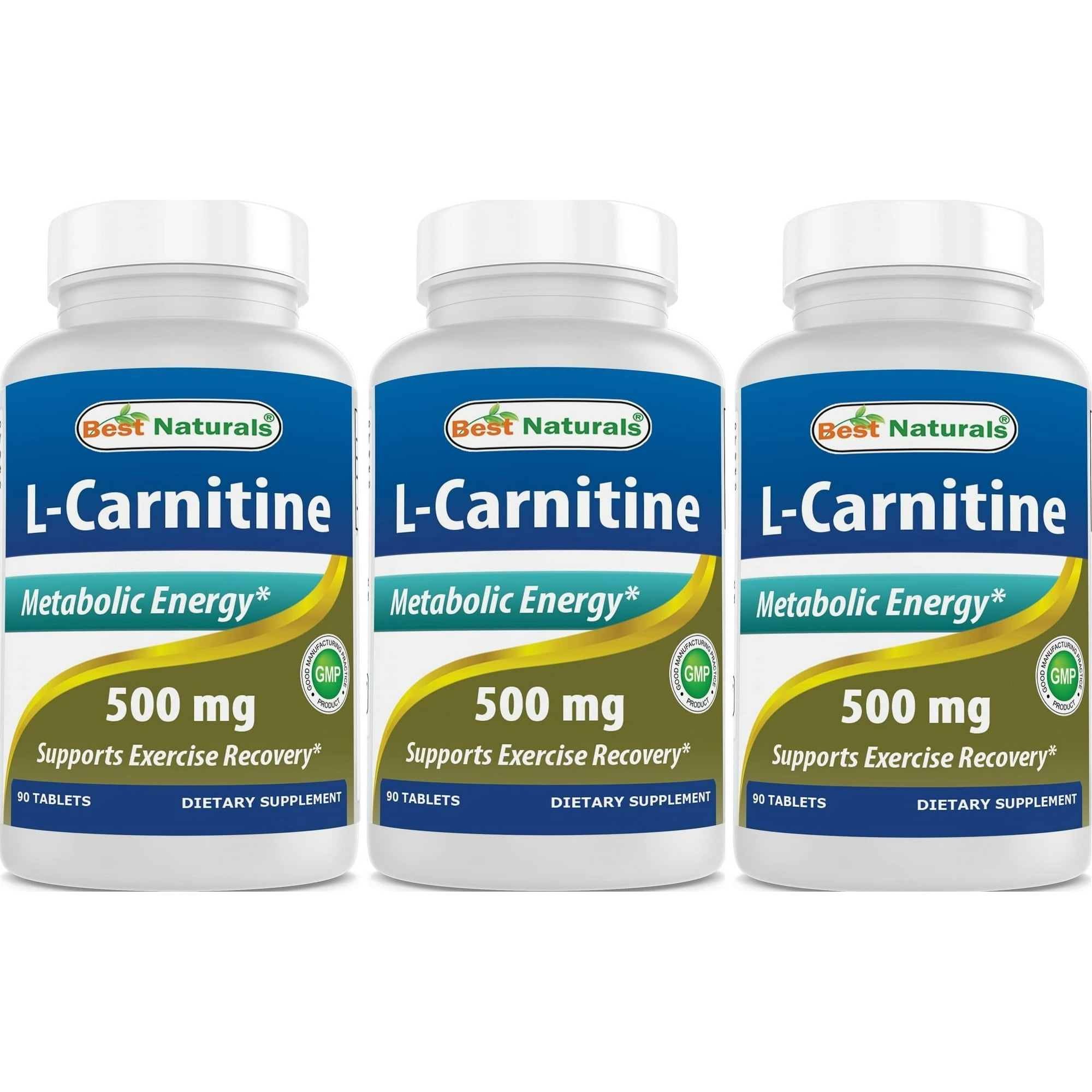 3 Pack Best Naturals L-Carnitine 500 mg 90 Tablets
