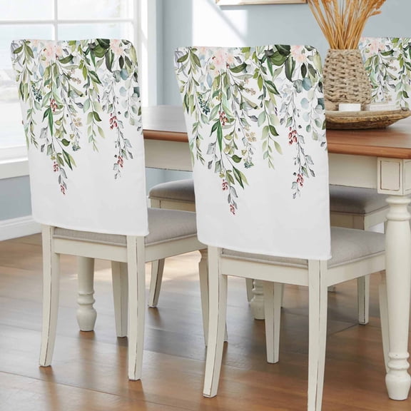 Sage Green Eucalyptus Chair Back Covers, Removable Chair Covers for Dining Chairs Set of 8, Washable Chairs Slipcovers Back Seat Protector for Wedding Party 19"x20"