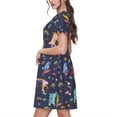 thumbnail image 2 of Balery Cartoon Dinosaur Vestidos sueltos de manga corta para mujer, vestidos de verano 2025, vestidos casuales de corte A con vuelo., 2 of 6