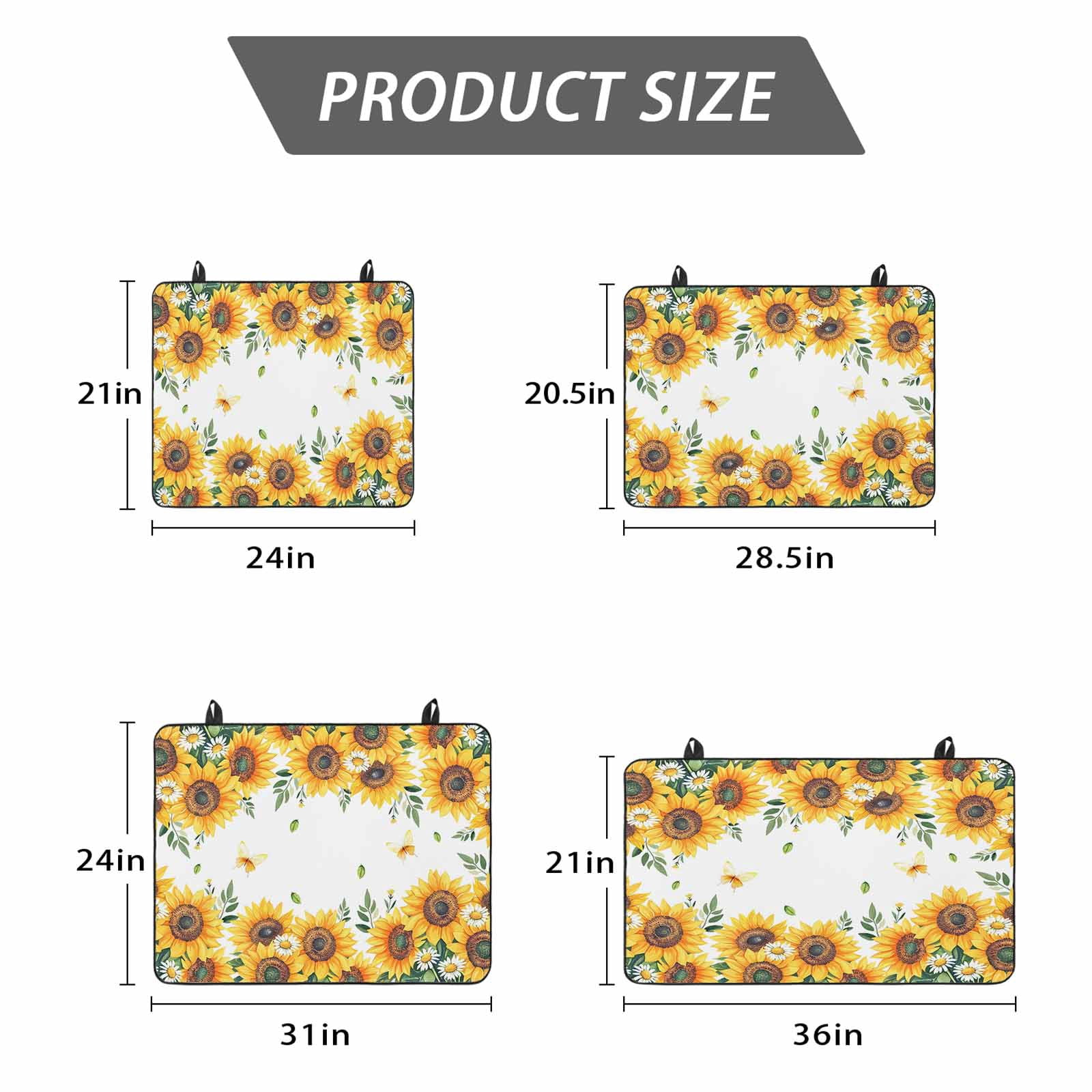 Summer Sunflower Stove Top Cover for Electric Stove, Heat-proof & Non Slip Glass Top Stove Cover Protector, Daisy Leaves Butterfly Botanical Kitchen Flat Cooktop Rubber Mat 24x21 Inches