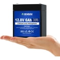 thumbnail image 1 of DC HOUSE 12V 6Ah Mini Lithium LiFePO4 Deep Cycle Battery, 3000+ Cycles Lithium Iron Phosphate Rechargeable Battery for UPS, Lighting, Power Wheels, Fish Finder and RV, Built-in BMS, 1 of 9