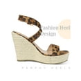 thumbnail image 4 of BLISSFUL STEP Slingback Crisscross Espadrille Wedge Heels Sandals for Women Leopard 10, 4 of 6