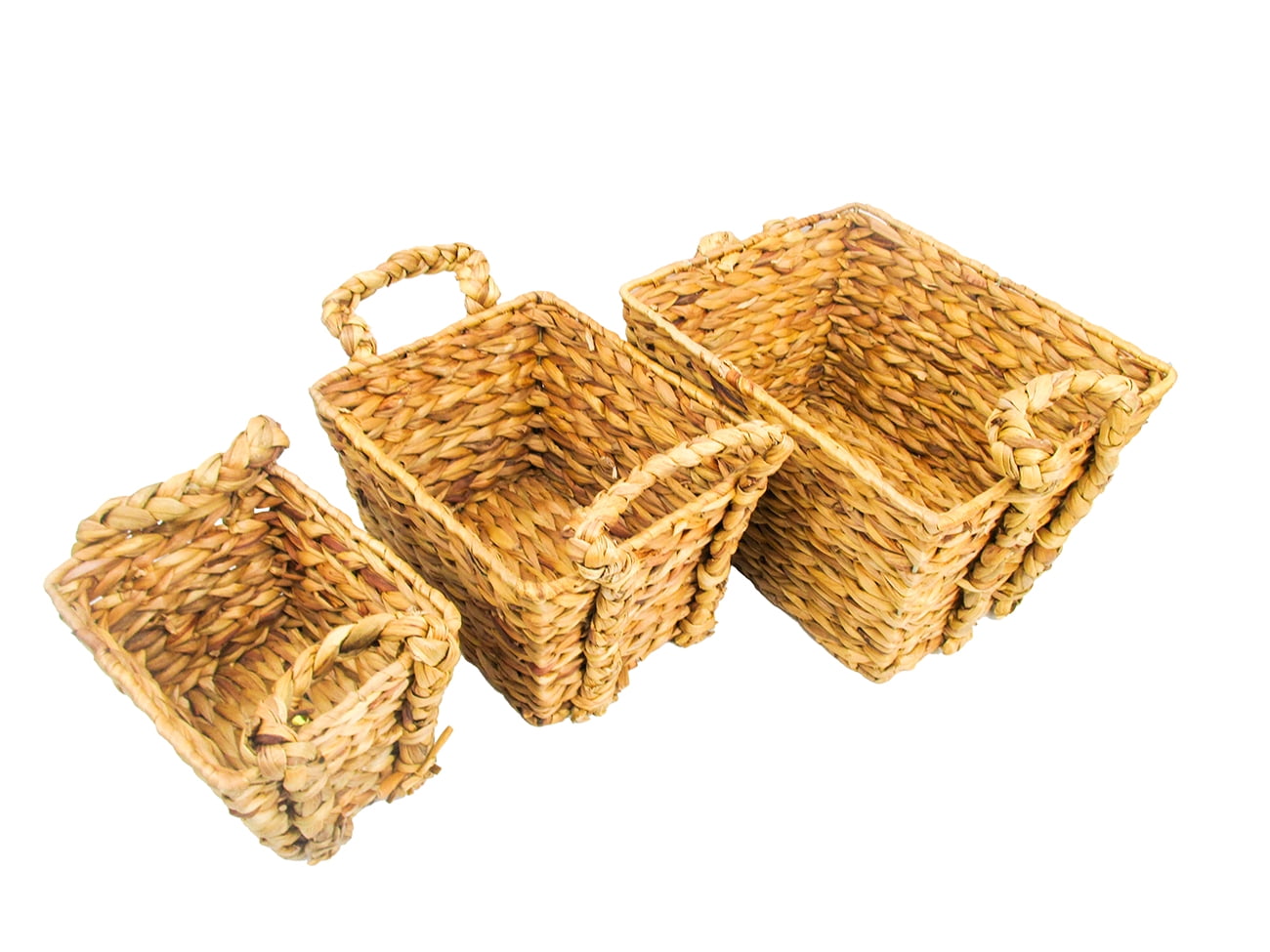 Water Hyacinth Braided Handled Nesting Baskets by Blue Ridge Basket Co. (Set of 3)