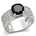 thumbnail image 1 of Alamode 3W145-7 Women Rhodium Brass Ring with AAA Grade CZ in Jet - Size 7, 1 of 1
