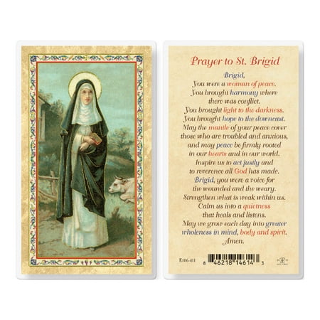 

St. Brigid Laminated w/ Prayer Gold-Stamped Laminated Catholic Prayer Holy Card with Prayer on Back Pack of 25