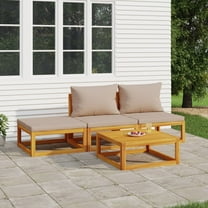 vidaXL 4 Piece Patio Lounge Set with Taupe Cushions Solid Wood