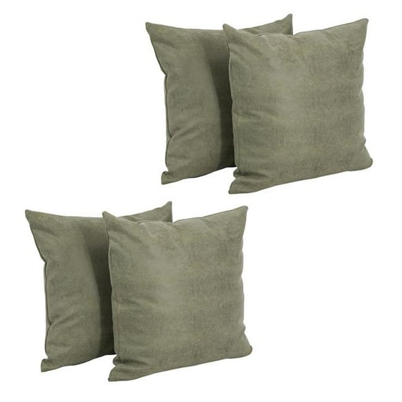 Blazing Needles 9910-S4-ZP-ID-067 Soft Faux Leather Indoor Throw Pillows, Sage Green - Set of 4