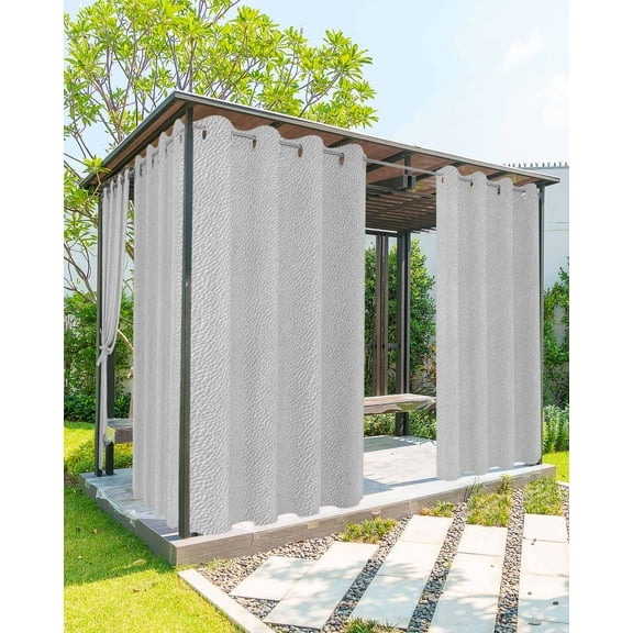 nqOlkjepod Outdoor Curtains for Patio Waterproof, Grey Outdoor Privacy Panels Grommet, Vintage Leather Patterned Texture Solid Modern Blackout Outside Curtains for Porch/Cabana 54"x95", 2 Panels