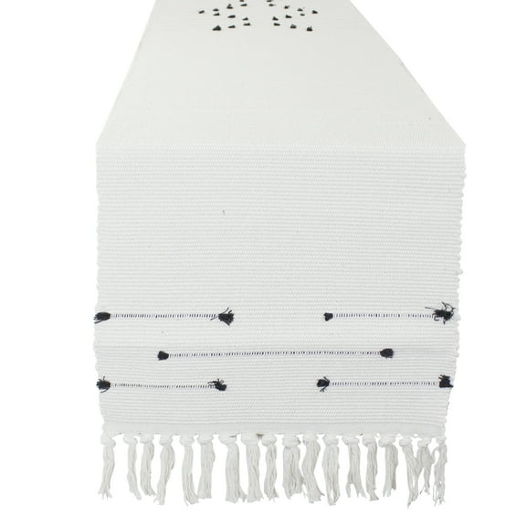 Fennco Styles Boho Chic Stitched Chevron Fringe 14 x 103 Inch Cotton Blend Table Runner