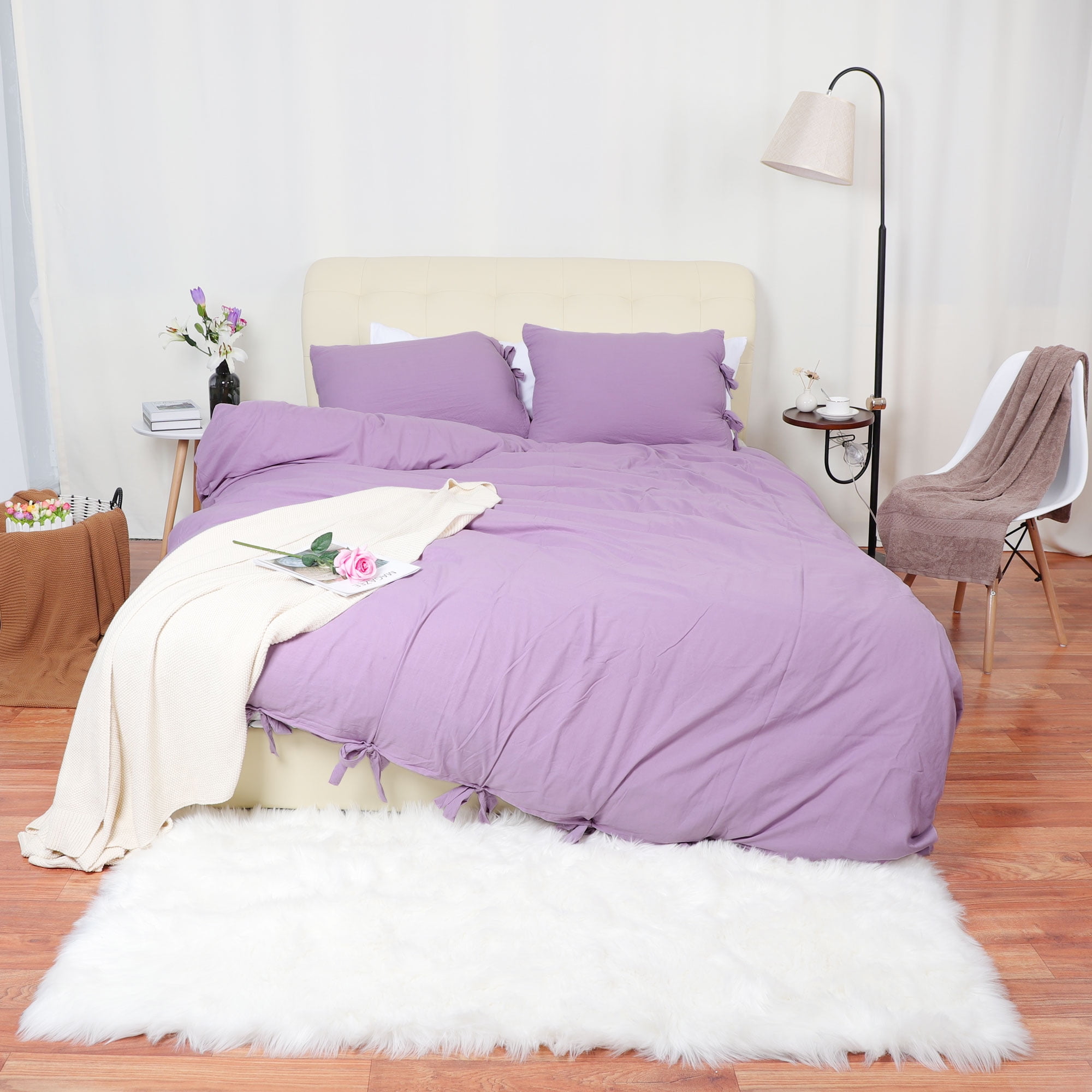 Queen,Lavender HOMEIDEAS 105 GSM Hotel Luxury 4 Piece Bed Sheets Set ... 