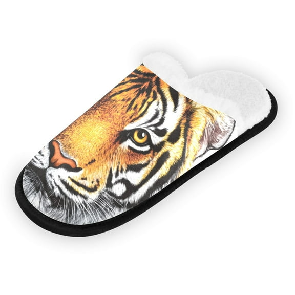 Women's Men's Slippers, Non-Slip Travel Unisex Fleece House Shoes A Cute Tiger