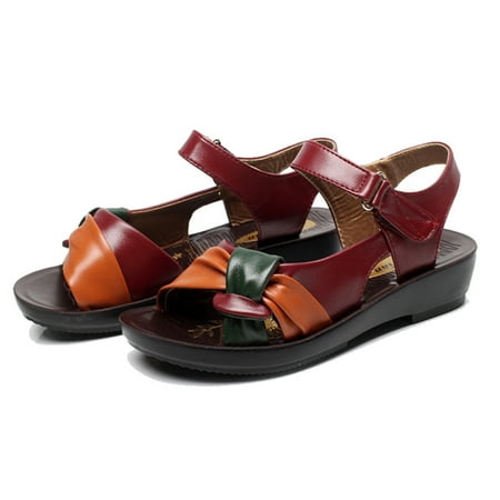 

Njoeus Women Ladies Summer Fashion Leather Knot Sandals Wedges Comfort Big Size Shoes