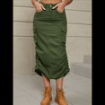 thumbnail image 4 of Falda Vaquera de Cintura Alta por Debajo de la Rodilla para Mujer Verde XXL, 4 of 9