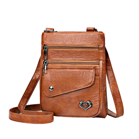 Iumwxz Sac à Dos de Voyage pour Femmes avec Grand Écran, Sac à Bandoulière, Petit Portefeuille de Loisirs en Plein Air, Organisateur de Sac à Main en Cuir Souple 1 Pce Marron