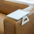 thumbnail image 3 of Bamboo Trayble Couch Arm Table, Clip On Tray Sofa Table for Couches. Sofa Arm Tray, Armchair Table for TV Dinners, Remotes, Drinks and Snacks - 13.75 x 9.5inch, White, 3 of 3