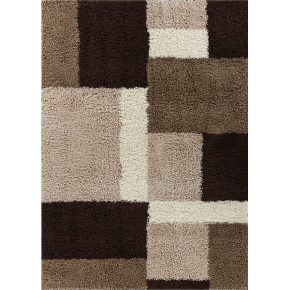 Well Woven Madison Shag Geometric Modern Area Rugs, Black