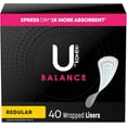 thumbnail image 2 of U by CQRF Balance (Previously Lightdays Plus) Wrapped Panty Liners, Regular Length, Unscented, 40 Count - 6 Pack (Includes 240 Liners Total), 2 of 9