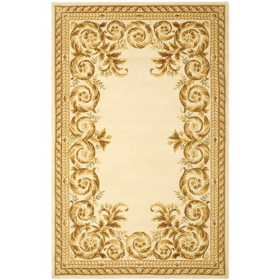 SAFAVIEH Naples Mladen Floral Bordered Wool Area Rug, Multi/Ivory, 4' x 6'